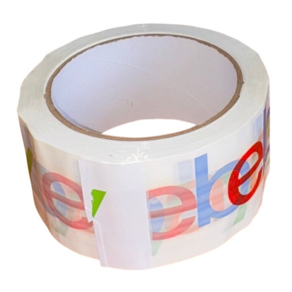EBAY BRANDED SHIPPING PACKING TAPE ROLLS (4 PACK) CLEAR LOGO TAPE LOT NEW